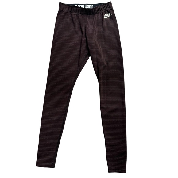 Nike Pants - Nike Leggings Womens Small Leg A See Maroon Stripe Cotton Elastic Waist Mid Rise